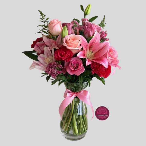 Florero en Rosas y Lirios