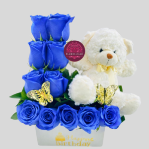 Arreglo Azul y Peluche
