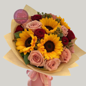 Girasoles con Rosas Bicolor