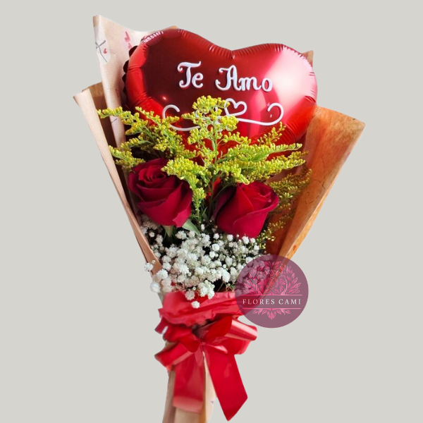 Rosas y Globo Personalizado
