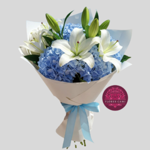 Hortensias y Lirios en Ramo