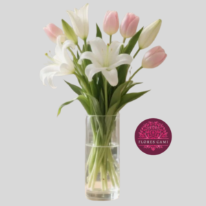 Lirios y Tulipanes en Florero