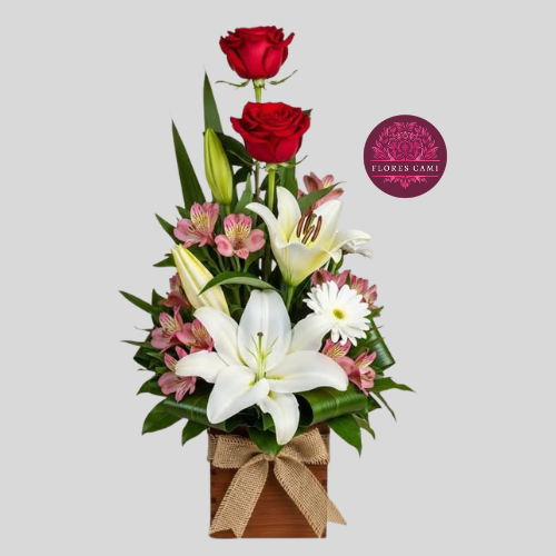 Box con Astromelias y Rosas