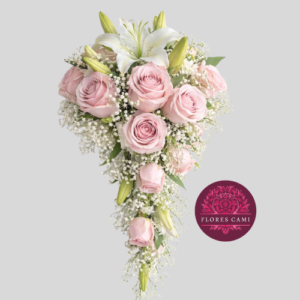 Ramo De Novia Rosado En Cascada