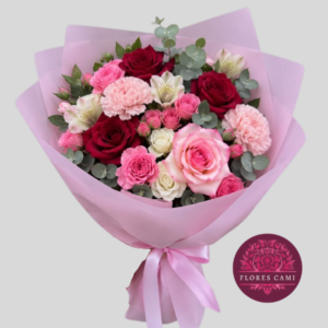 Ramo con Flores Rojas y Rosadas