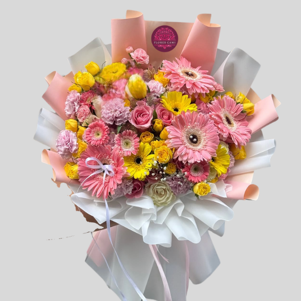 Ramo con Gerberas Mixtas y Mini Rosas